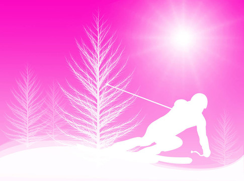 在陽光下滑雪