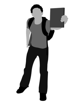 顯示他的書的年輕的學(xué)生