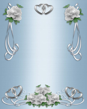 婚禮邀請(qǐng)Border White Ros