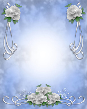婚禮邀請(qǐng)Border White Ros