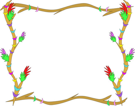 與Flowers Vector的木框架
