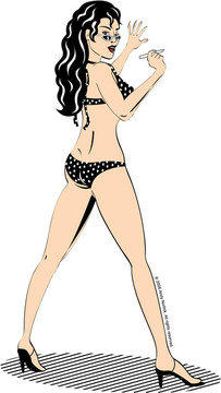 在比基尼夾性感的女孩