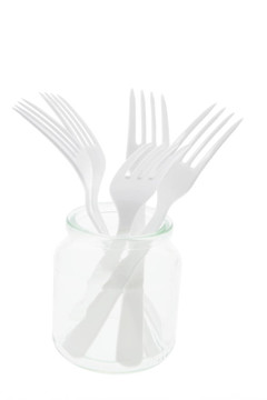 塑料叉子在Glass Ja