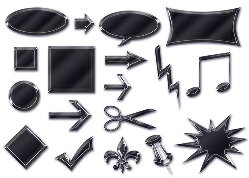 鉻3D Buttons Black