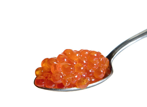 在勺紅魚(yú)子醬