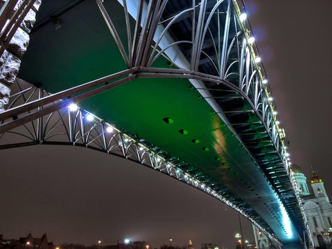 夜間在莫斯科河上的橋