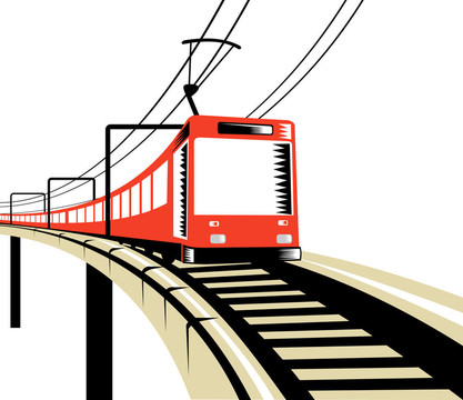 穿越高架橋的列車