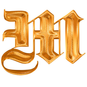 金色圖案哥特式字母M