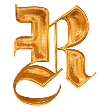 金色圖案哥特式字母R