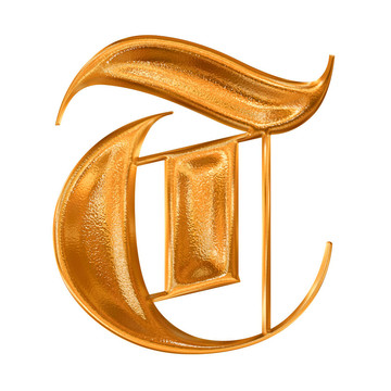 金色圖案哥特式字母T