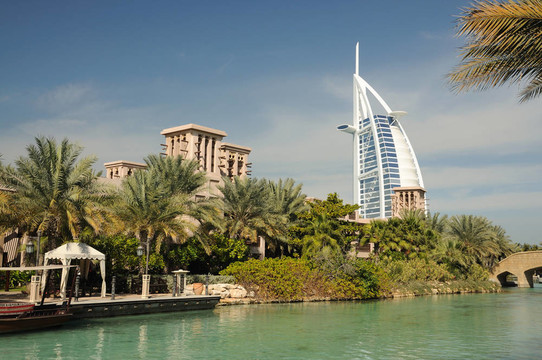 Madinat Jumeirah在迪拜；阿拉伯聯(lián)合酋長國