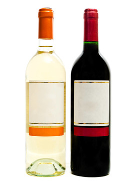 瓶紅葡萄酒和白葡萄酒