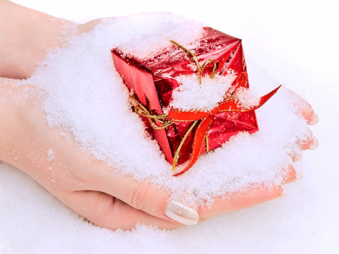手上有雪的禮物