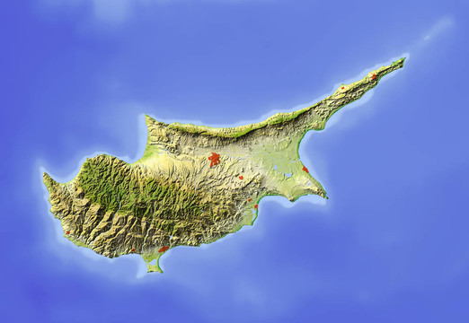 塞浦路斯；陰影地形圖