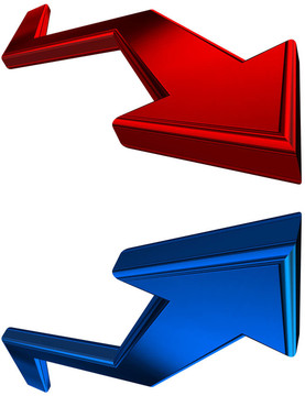 紅色和藍(lán)色3D箭頭