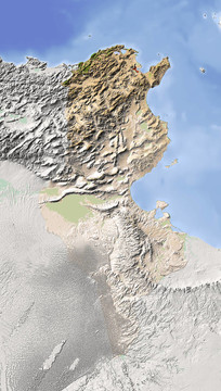 突尼斯；陰影地形圖