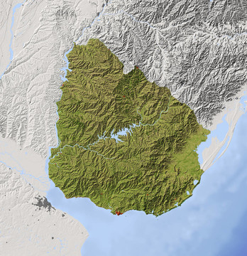 烏拉圭；陰影地形圖
