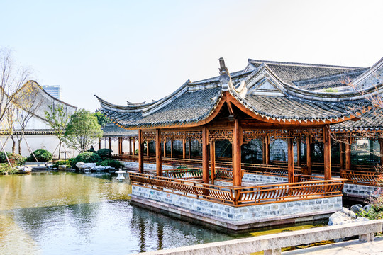 園林灰磚建筑 古建筑 中國元素