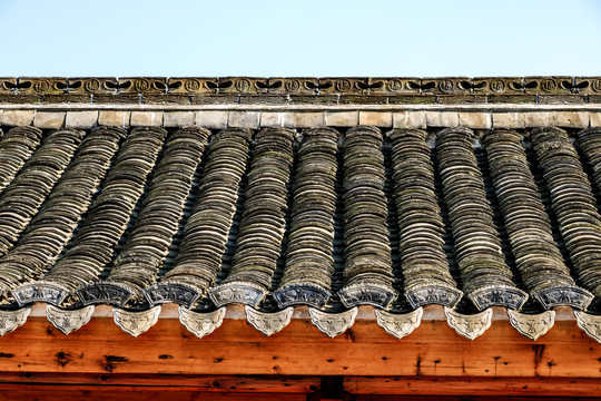園林灰瓦片 古建筑 瓦房頂