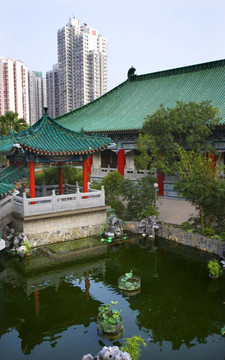 紅亭水花園反射黃大仙道觀九龍香港商標拆除。