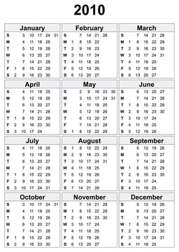 2010年日歷。
