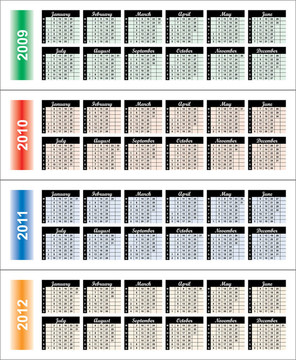 2009-2012年的日歷。