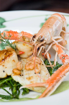 Langoustine和扇貝