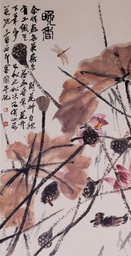 齊白石國(guó)畫(huà)花卉 晚香