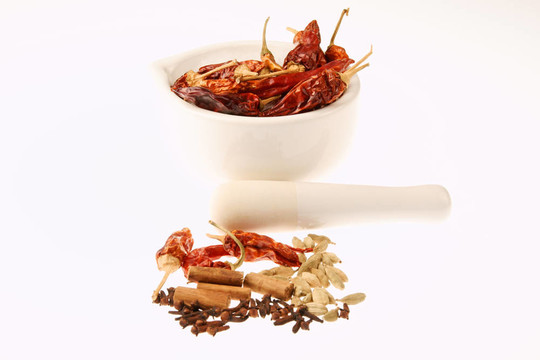 香料，研缽和杵