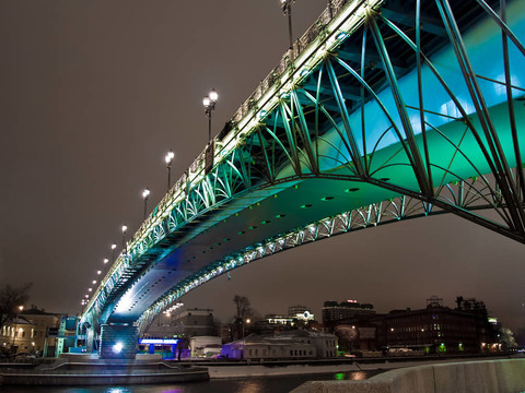 夜間在莫斯科河上的橋