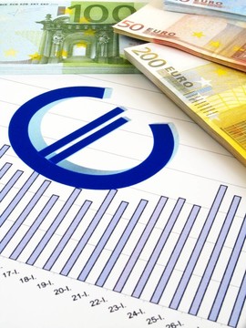歐元貨幣與圖表