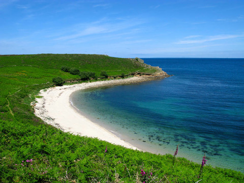 公司的海灘；St. Martins；錫利群島。
