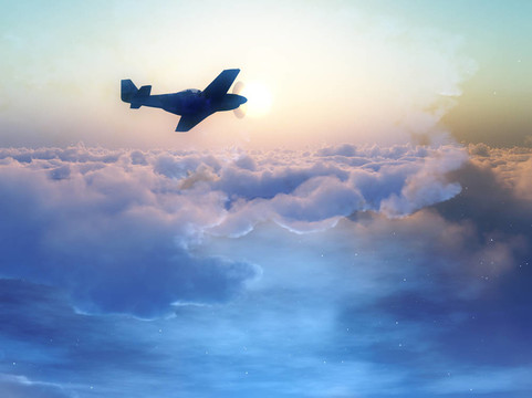 飛機飛過云層3