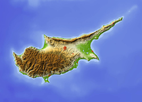 塞浦路斯；陰影地形圖