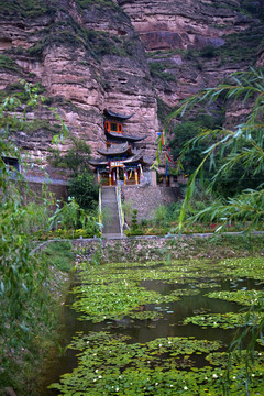 炳林寺光明寺水liliies精神花園懸崖蘭州甘肅中國