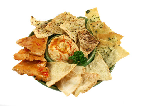 Pita薯片和hommus