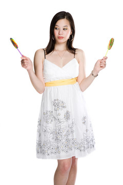 美麗的亞洲女人和棒棒糖