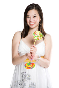 美麗的亞洲女人和棒棒糖