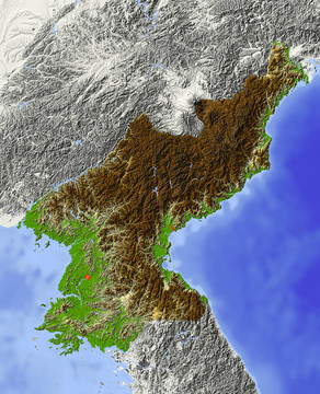 朝鮮；陰影地形圖