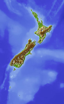 新西蘭；陰影地形圖