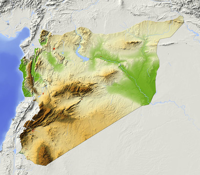叙利亚；阴影地形图