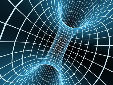 從網(wǎng)格中的藍(lán)色抽象的3D隧道