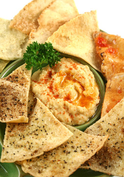Pita薯片和hommus