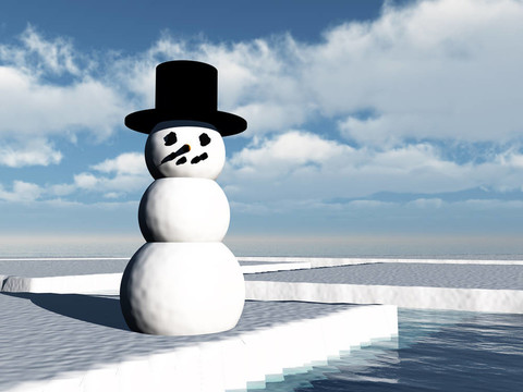 碎冰上的雪人