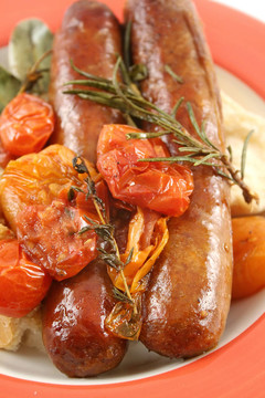 香腸和Tomato Bake
