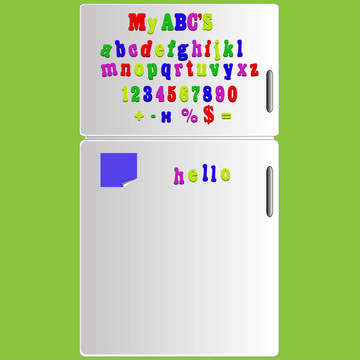 JPEG的冰箱磁鐵字母拼寫ABC字母和數(shù)字插畫
