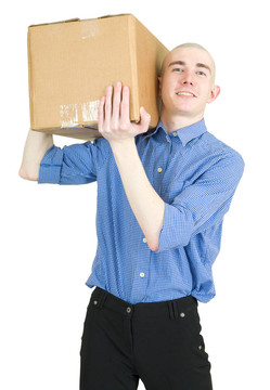 男人抱著紙板