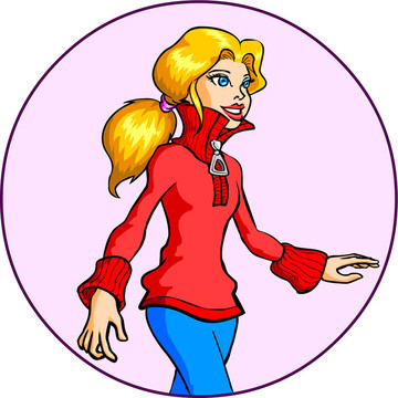 金發(fā)女子穿的拉鏈領毛衣