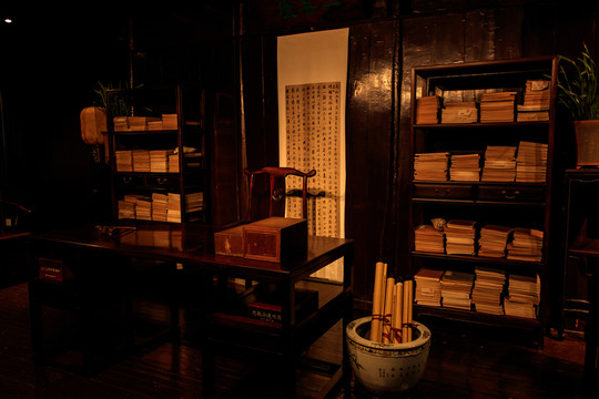 古代書(shū)房?jī)?nèi)景 東明草堂