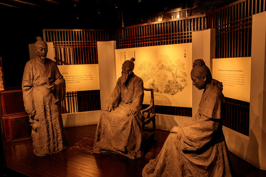 東明草堂 人物塑像 傳統(tǒng)建筑